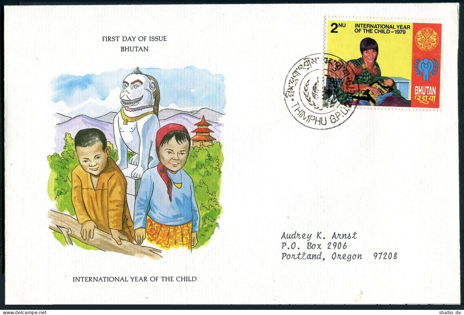 Bhutan 289 FDC. Michel 728. IYC-1979. Mother, Children. - Bhoutan