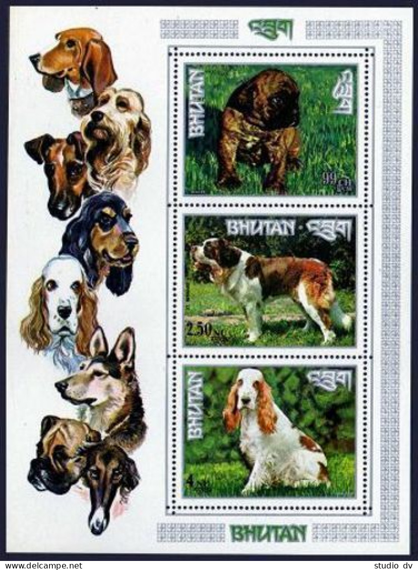 Bhutan 149La,149Ma,149N Perf & Imperf Sheets,MNH.Mi Bl.54A-56A. Dogs 1972. - Bhutan