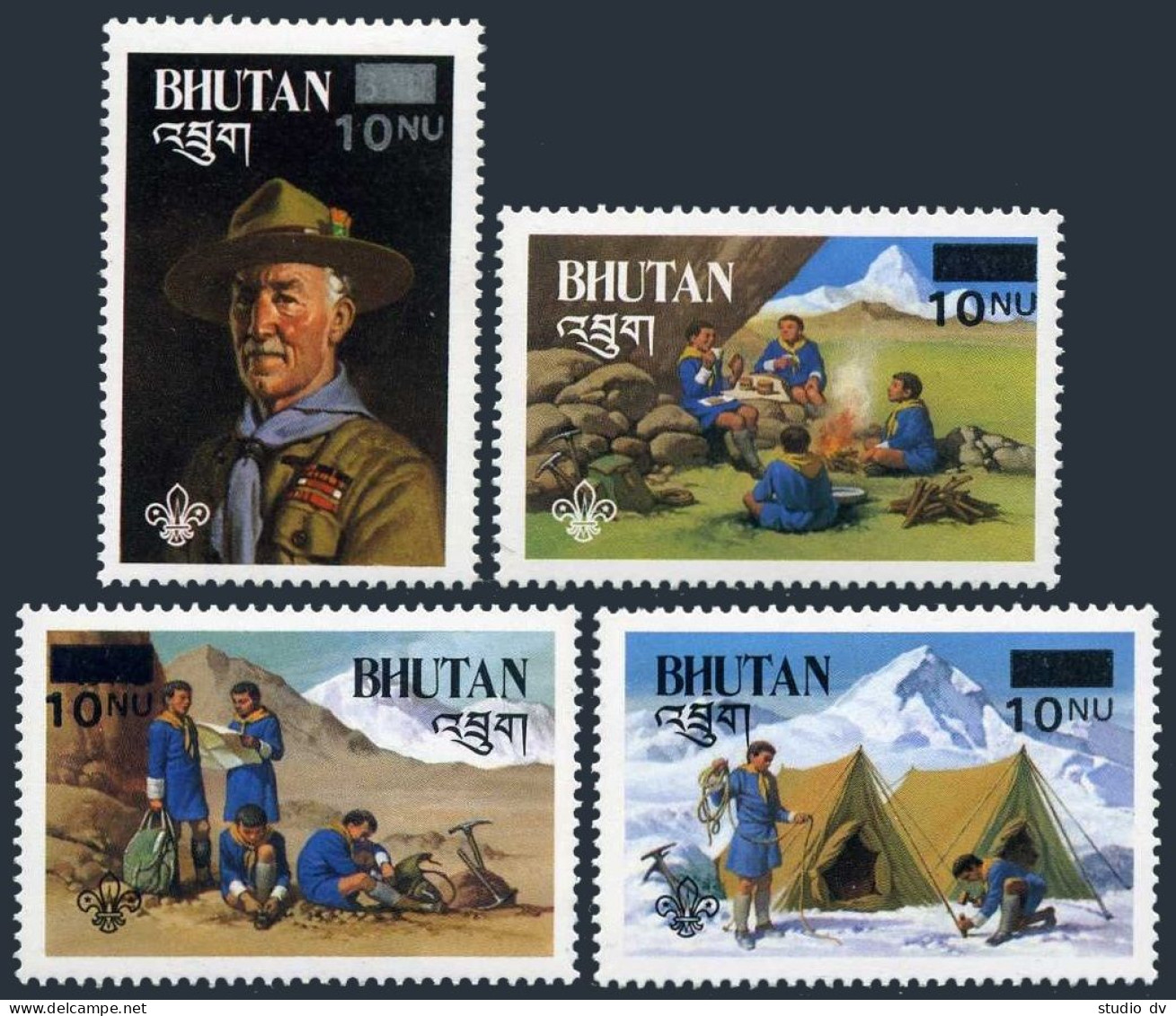 Bhutan 450-453,MNH.Michel 913-916. Boy Scouts-1982-new Value,1985.Baden-Powell. - Bhoutan
