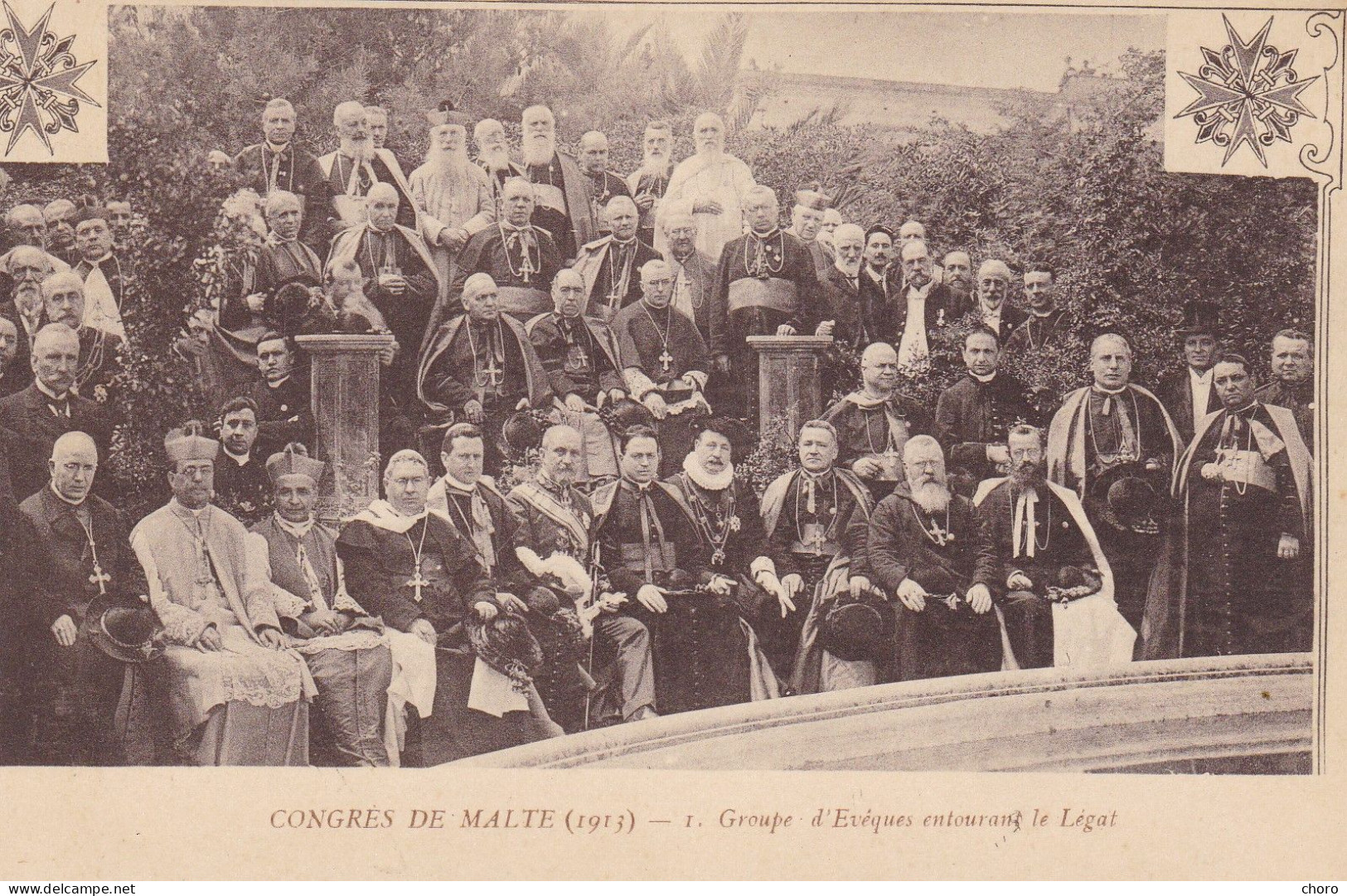 MALTE - CONGRES DE MALTE - GROUPE D'EVEQUES ENTOURANT LE LEGAT - Malta