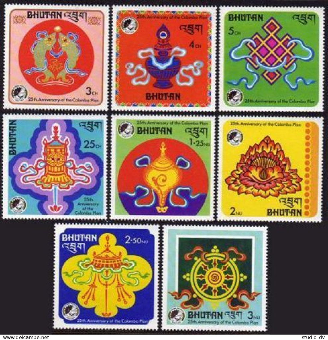 Bhutan 230-237,MNH.Michel 678-685. Symbolic Designs,Colombo Plan Emblem. - Bhutan
