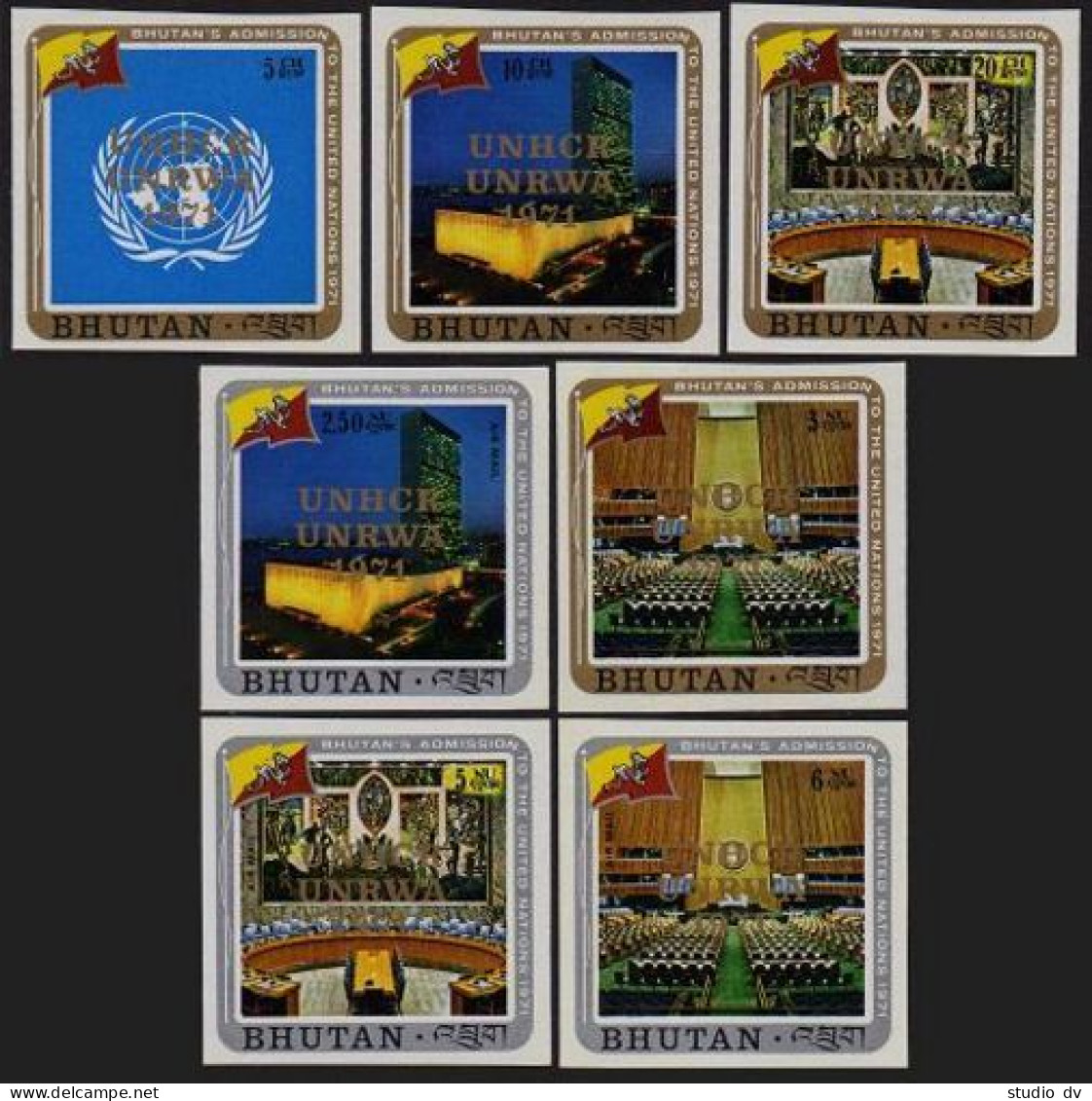 Bhutan 140-143, C24-C25 Imperf, MNH. Mi 486B-492B. World Refugee Year WRY-1971. - Bhoutan