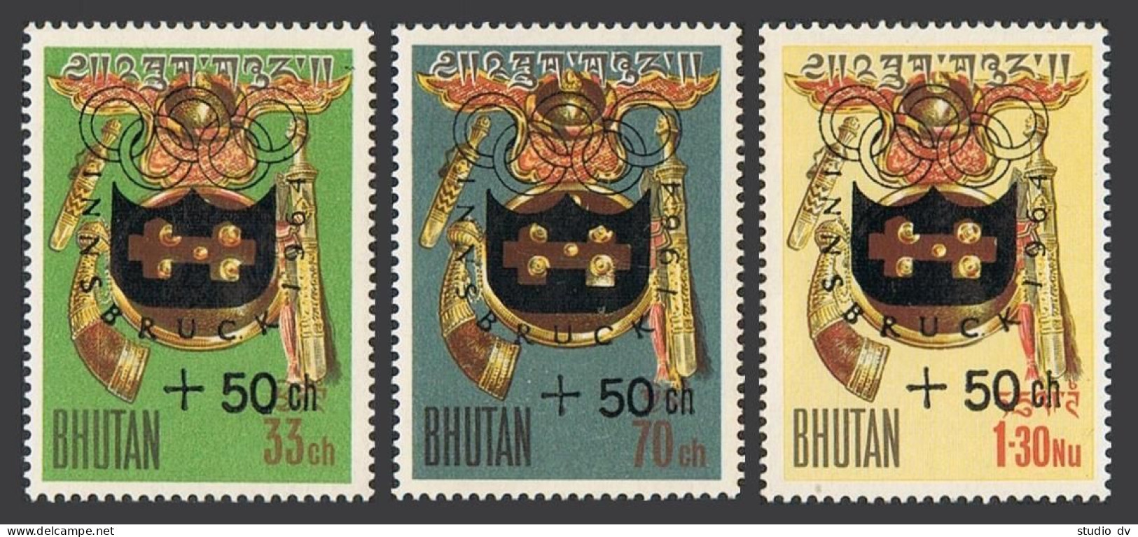 Bhutan B1-B3, MNH. Michel 19-21. Olympics Innsbruck-1964. - Bhoutan