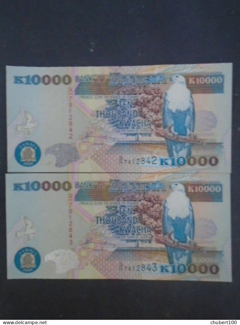 ZAMBIA, P  42c , 10000 Kwacha , 2003 ,  UNC , 2 Notes,  RARE - Sambia