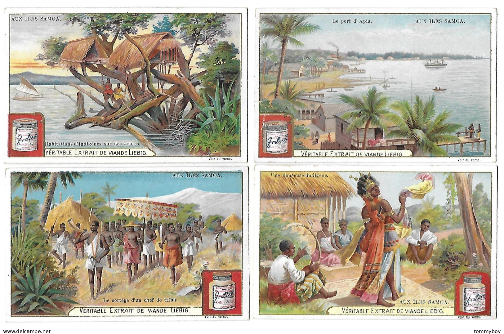 S 704, Liebig 6 Cards, Aux îles Samoa (one Backside Has Some Damage) (ref B17) - Liebig