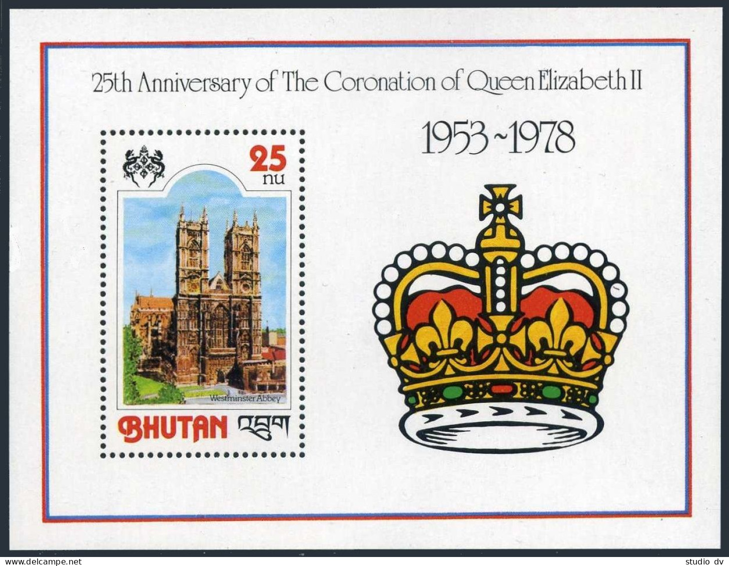 Bhutan 240,240a,MNH.Michel 726,727 Bl.82. QE II Coronation 25th Ann.1978. - Bhutan