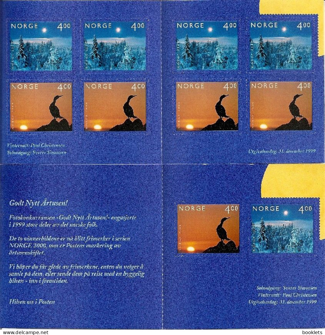 NORWAY, 1999, Booklet 111 I + II, Milenniumbooklets (issued 31-12) - Postzegelboekjes