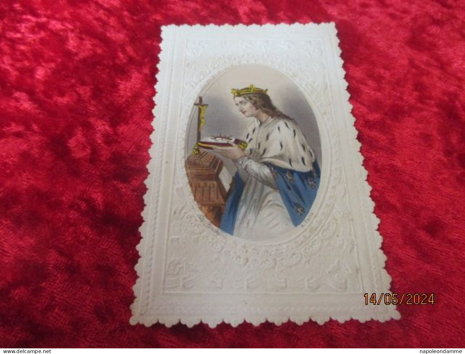 Holy Card Lace,kanten Prentje, Santino, Saint Louis Roi De France - Devotion Images