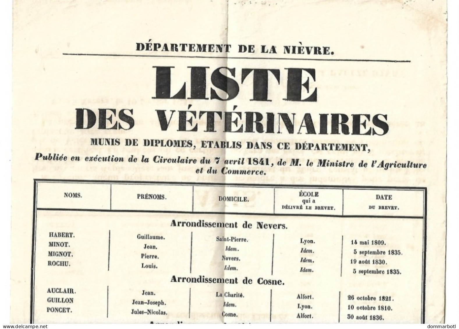 Nièvre , Vétérinaire , Affiche Entière Bon état - Affiches