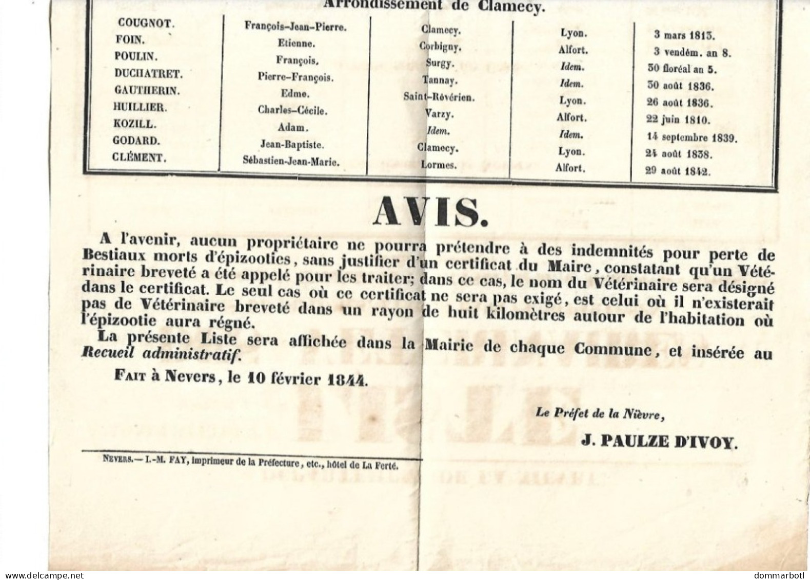 Nièvre , Vétérinaire , Affiche Entière Bon état - Afiches