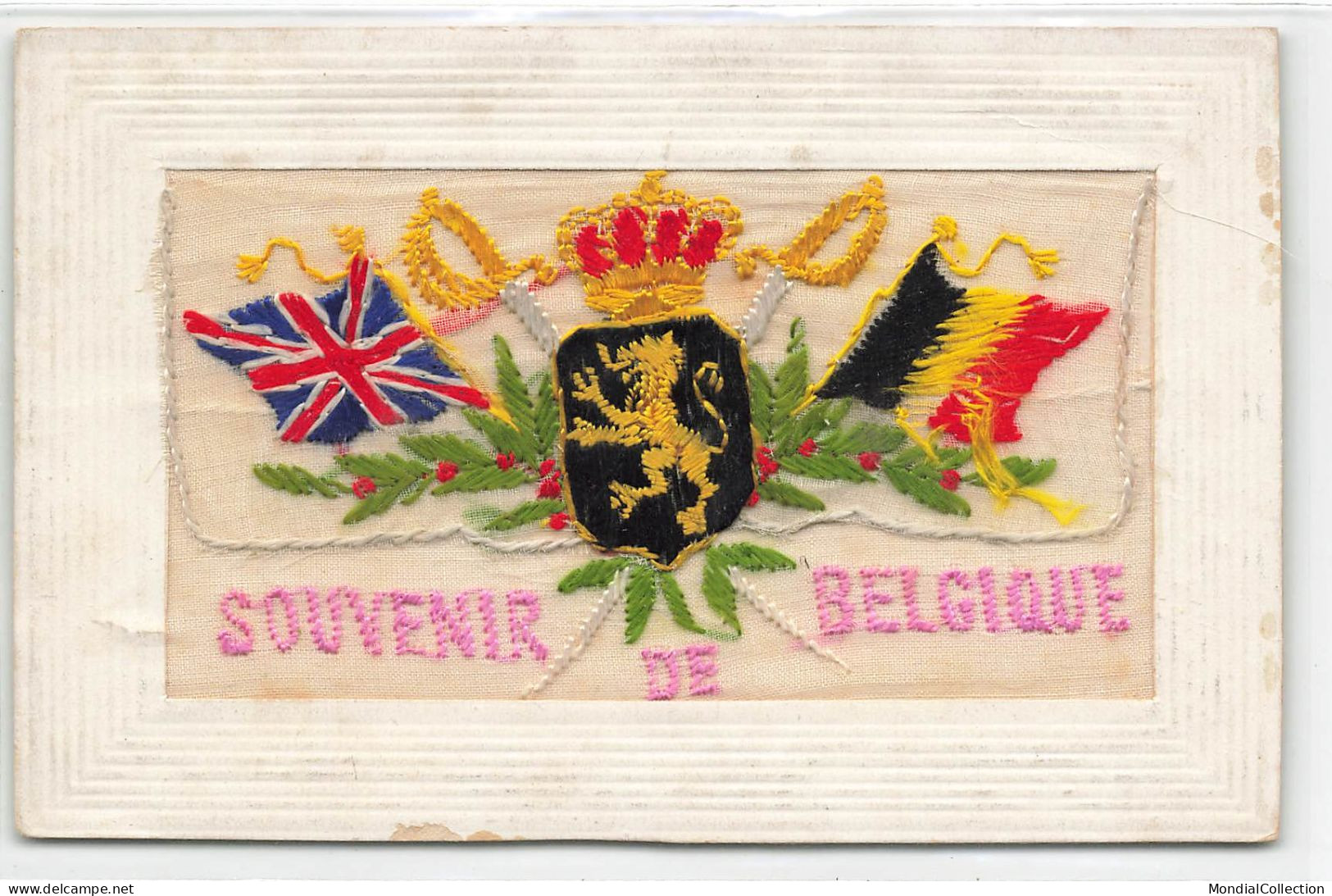 MIKIBP12-032- BELGIQUE SOUVENIR ALLIANCE CARTE BRODEE - Sonstige & Ohne Zuordnung