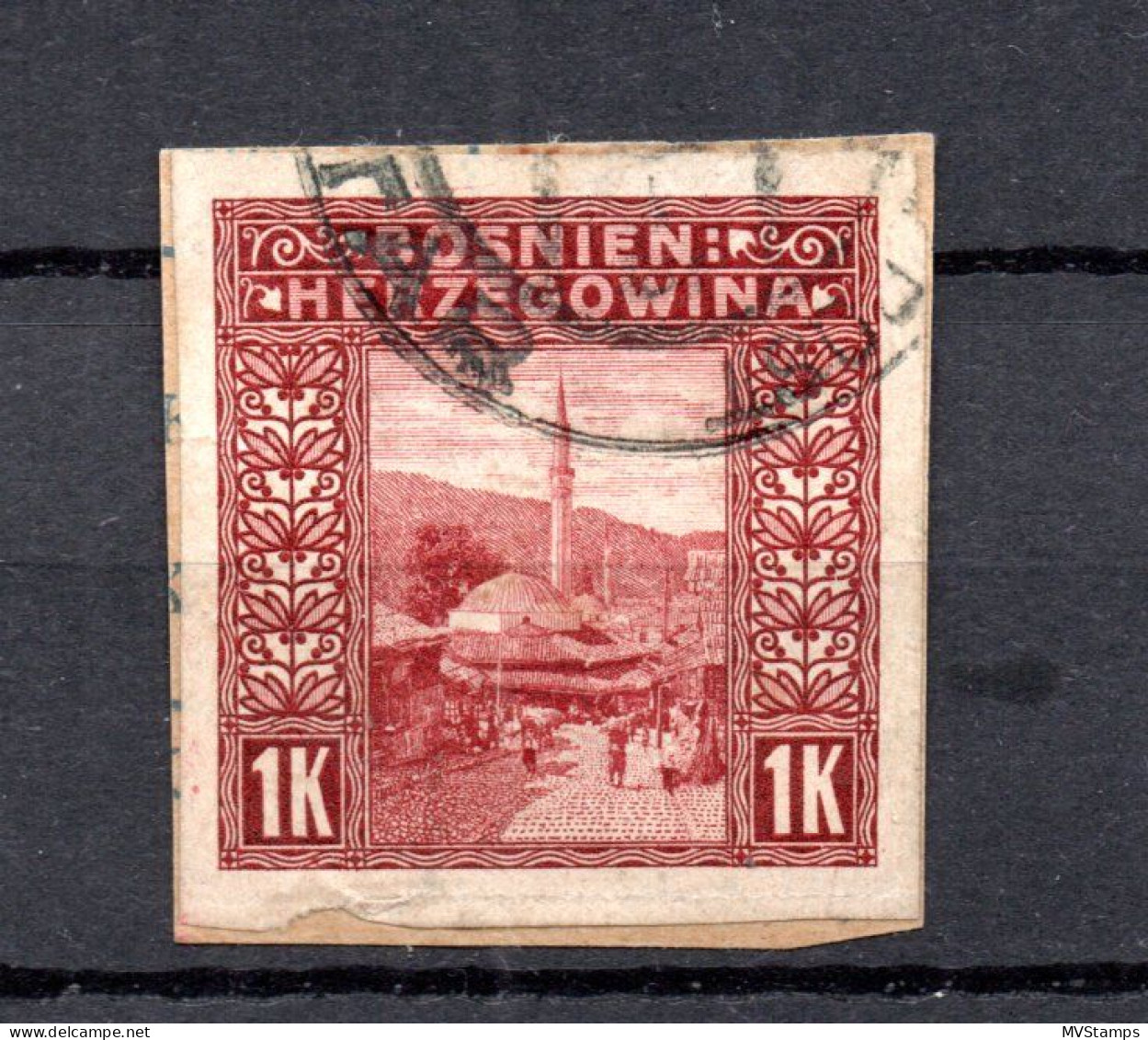 Bosnia Herzegowina 1906 Old IMPERVED Definitive Stamp (Michel 42 U) Used On Coverpart - Bosnien-Herzegowina