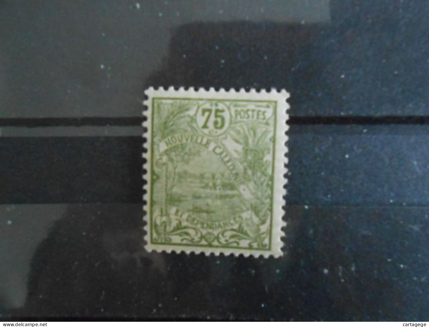 NOUVELLE-CALEDONIE YT 101 PORT DE NOUMEA 75c. Olive S.paille* - Unused Stamps