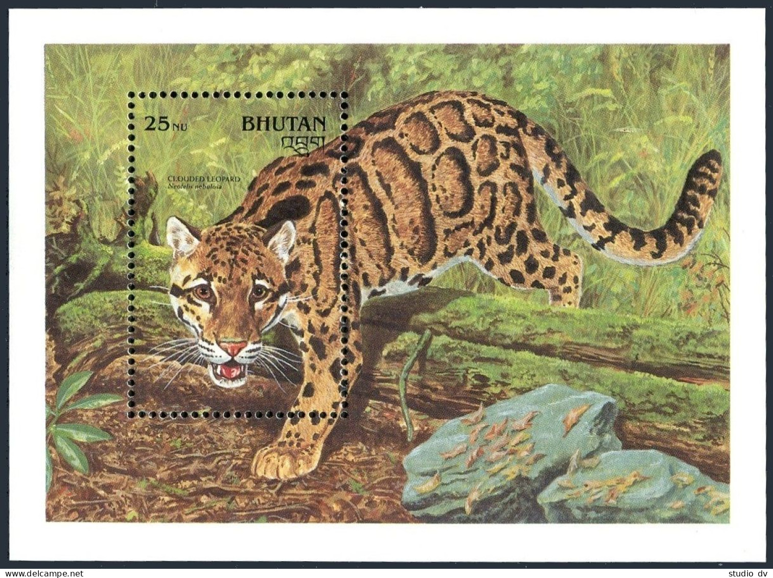 Bhutan 931, MNH. Michel  Bl. Clouded Leopard, 1990. - Bhutan