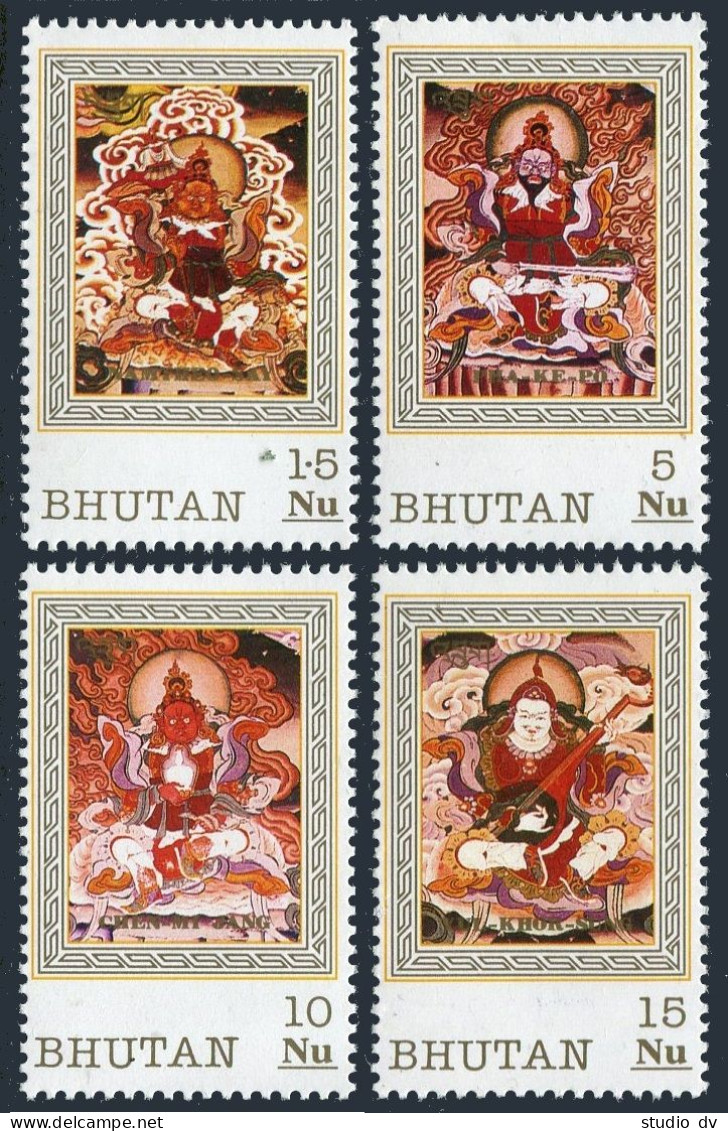 Bhutan 1091-1094, MNH. Michel 1316-1319. Door Gods, 1993. - Bhutan