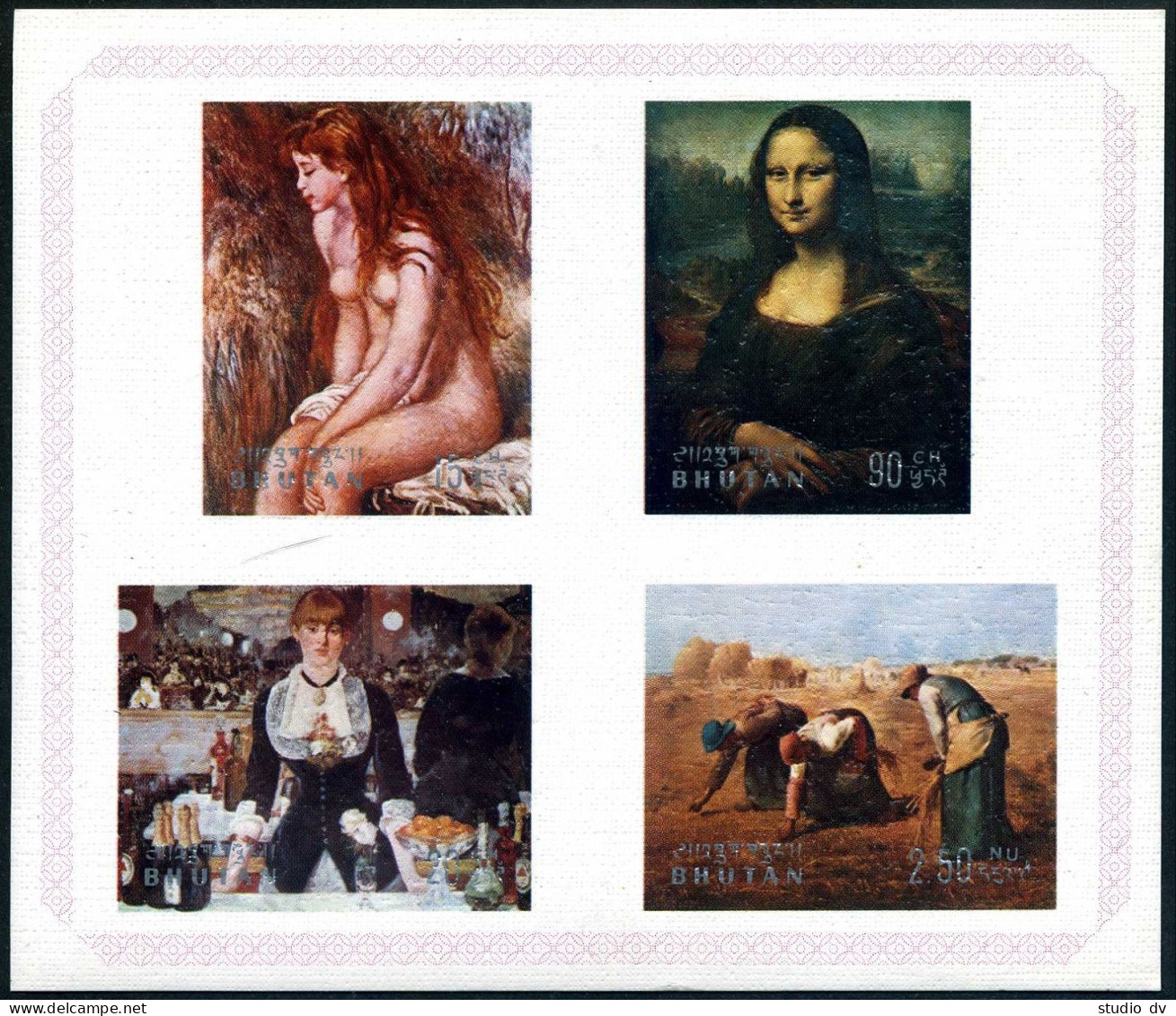 Bhutan 144Dh Sheet, MNH. Mi Bl.48. Art 1972. Renoir. Manet, Da Vinci, Rousseau. - Bhutan