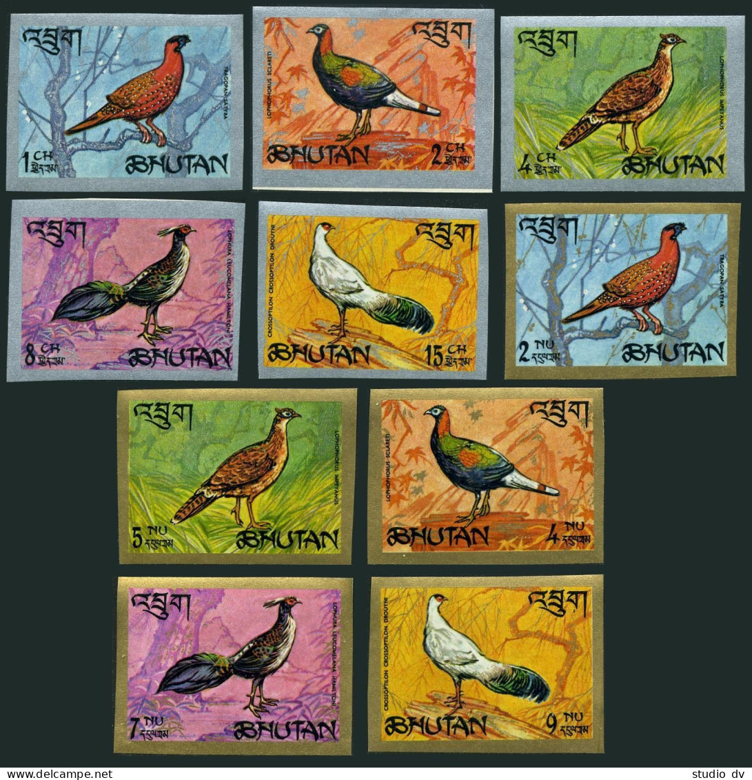 Bhutan 92-92I Imperf, MNH. Michel 179B-188B. Pheasants 1968. - Bhutan