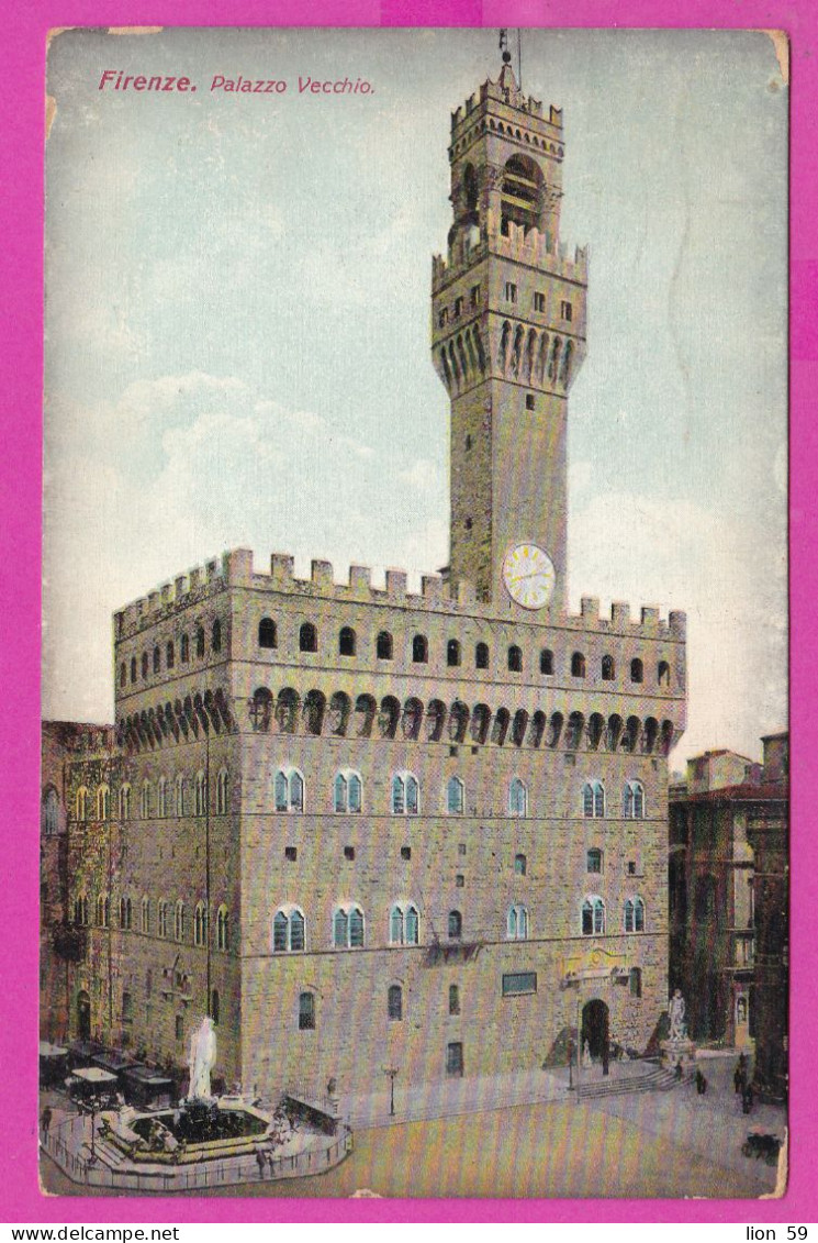 294088 / Italy - FIRENZE - Palazzo Vecchio PC 1917  USED 5+5 Cent. Victor Emmanuel III , Italia Italie - Storia Postale