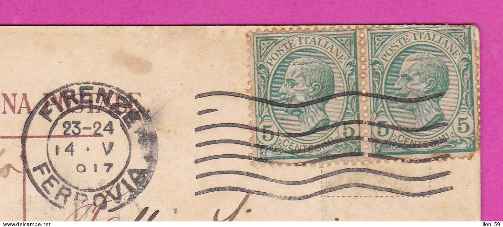 294088 / Italy - FIRENZE - Palazzo Vecchio PC 1917  USED 5+5 Cent. Victor Emmanuel III , Italia Italie - Storia Postale