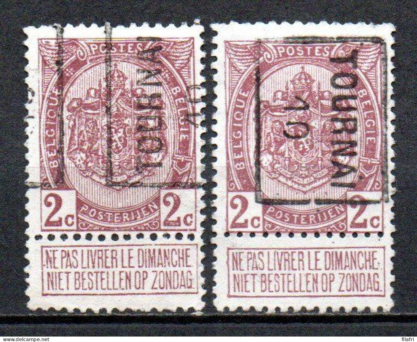 1554 Voorafstempeling Op Nr 82 - TOURNAI 10 - Positie A & B - Rollenmarken 1910-19