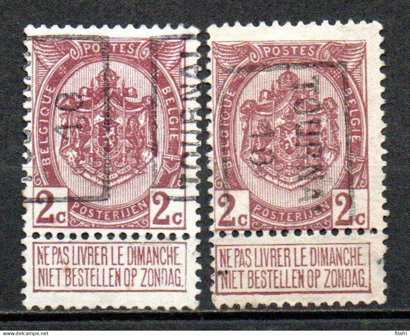 1554 Voorafstempeling Op Nr 82 - TOURNAI 10 - Positie A & B - Rollenmarken 1910-19