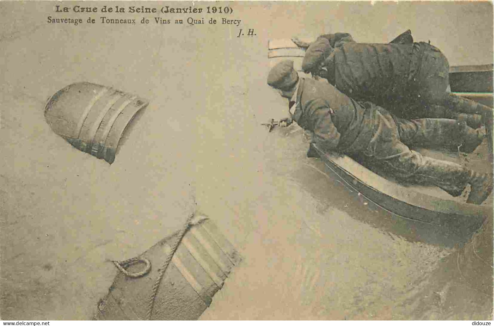 75 - Paris - Inondations De 1910 - Sauvetage De Tonneaux De Vins Au Quai De Bercy - Animée - CPA - Voir Scans Recto-Vers - Inondations De 1910
