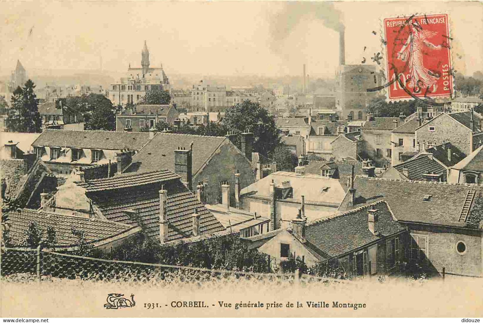 91 - Corbeil Essonnes - Vue Générale Prise De La Vieille Montagne - CPA - Oblitération Ronde De 1911 - Voir Scans Recto- - Corbeil Essonnes