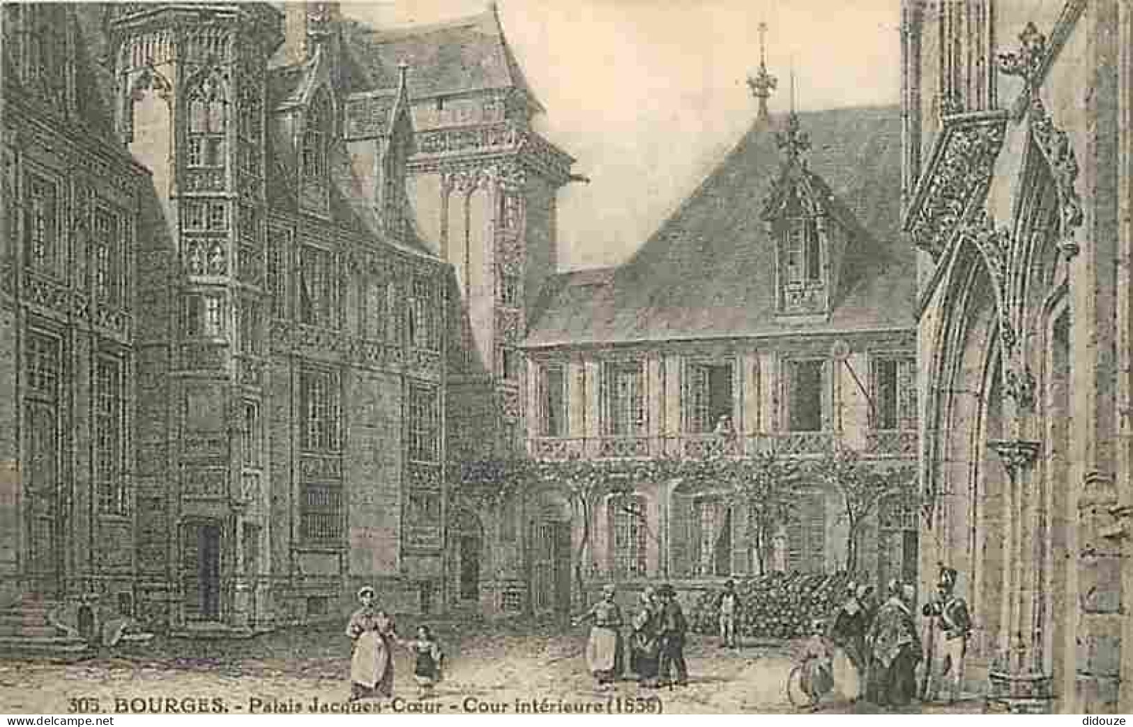 18 - Bourges - Palais Jacques Coeur - Cour Intérieure - Gravure De 1836 - CPA - Voir Scans Recto-Verso - Bourges