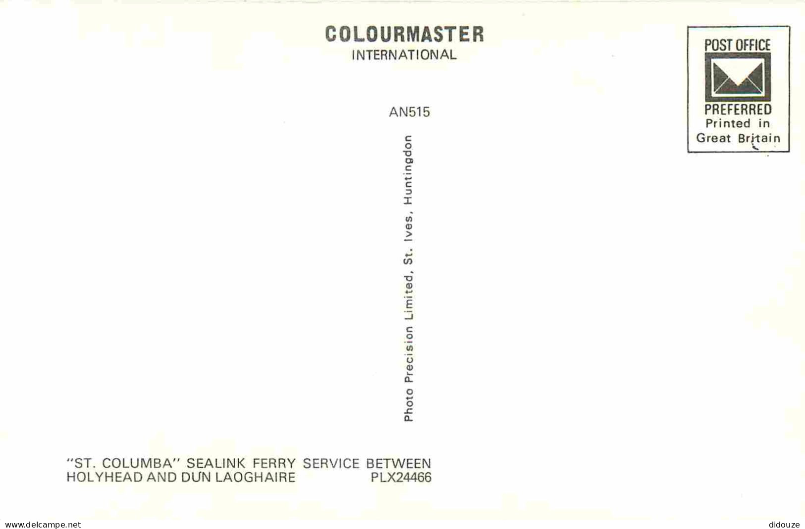 Bateaux - Paquebots - St Columba Sealink Ferry Service Between Holyhead And Dun Laoghaire - CPM Format CPA - Carte Neuve - Paquebots