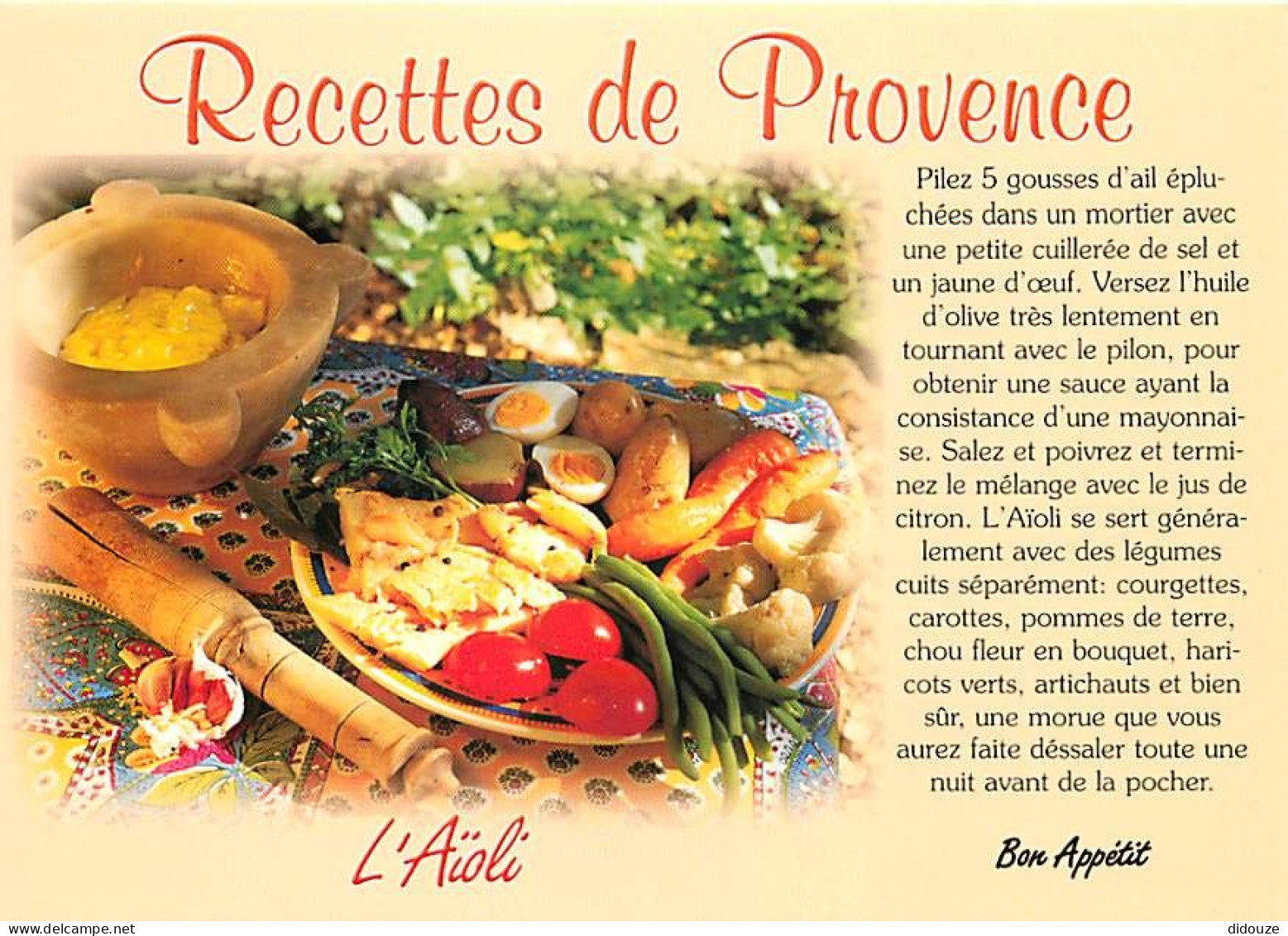 Recettes De Cuisine - Aïoli - Carte Neuve - Gastronomie - CPM - Voir Scans Recto-Verso - Recettes (cuisine)