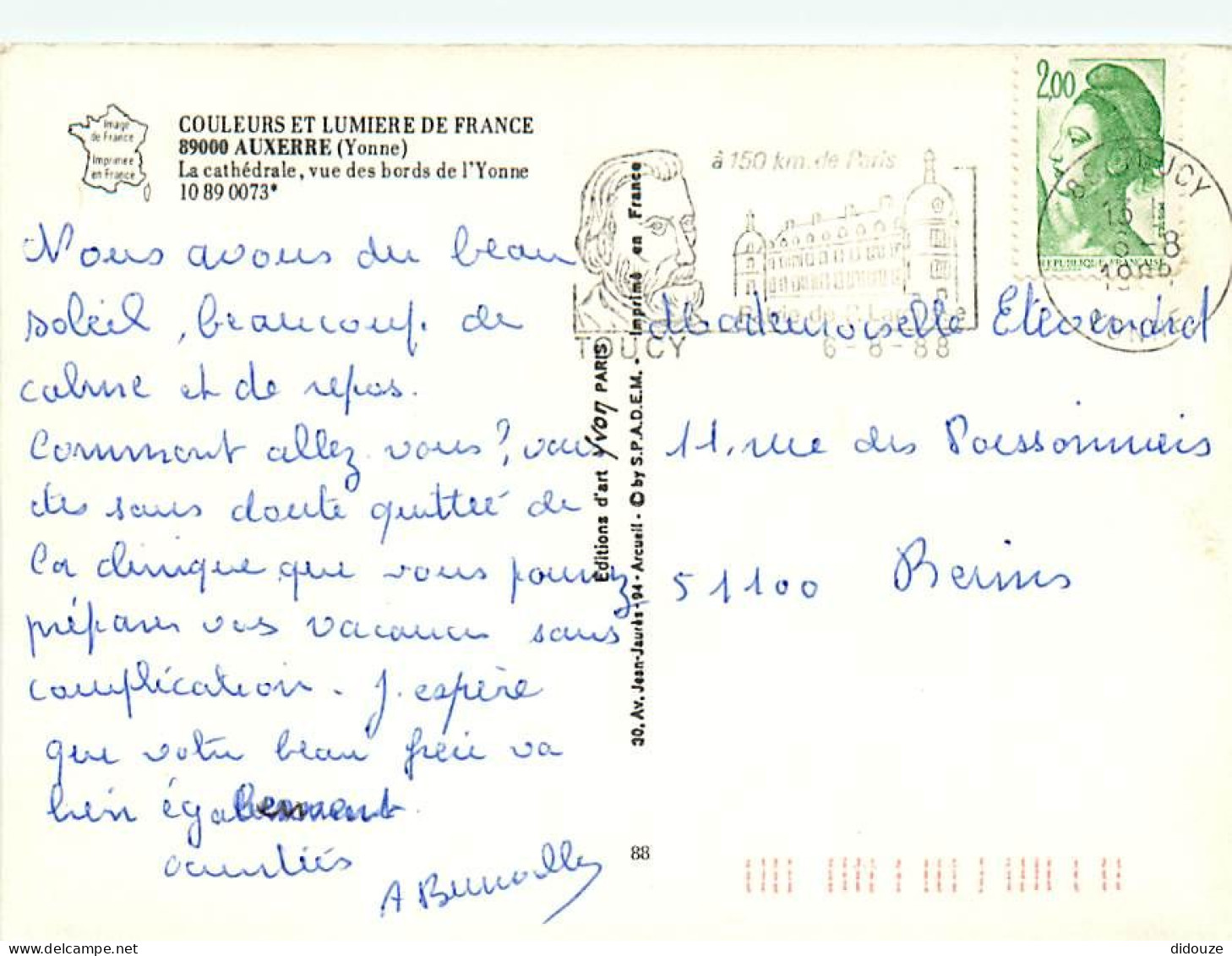 89 - Auxerre - La Cathédrale  Vue Des Bords De L'Yonne - Flamme Postale De Toucy - CPM - Voir Scans Recto-Verso - Auxerre