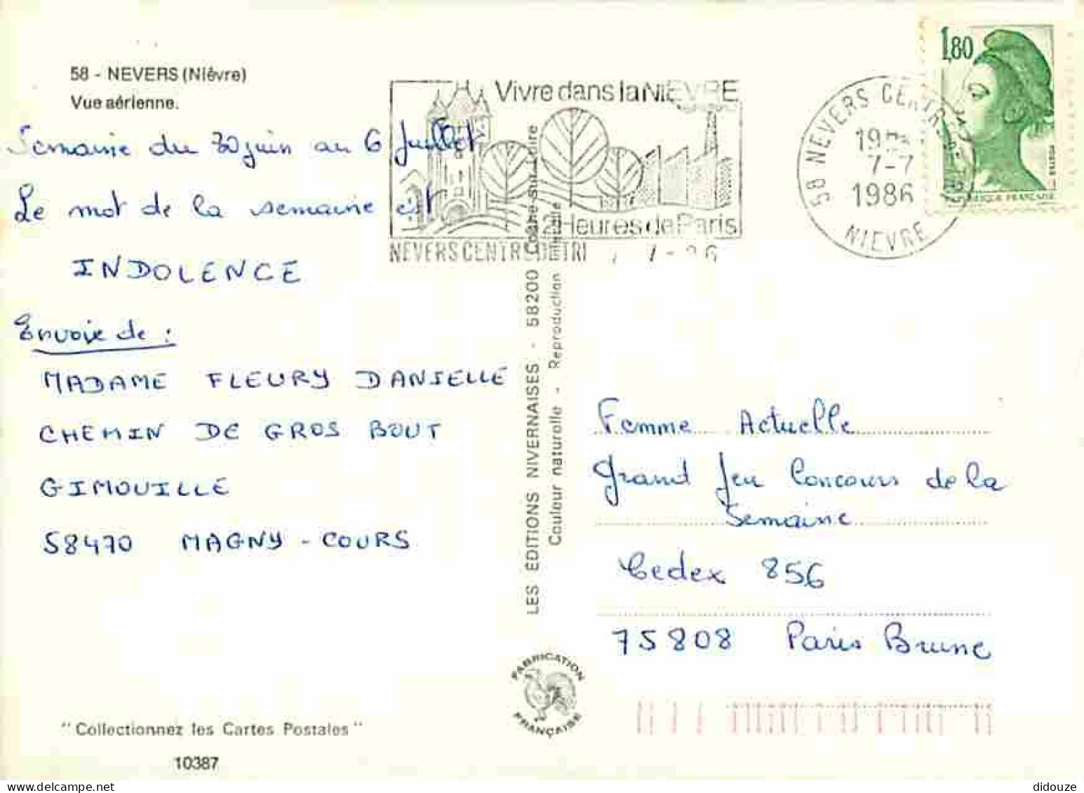 58 - Nevers - Vue Générale Aérienne - Flamme Postale - CPM - Voir Scans Recto-Verso - Nevers