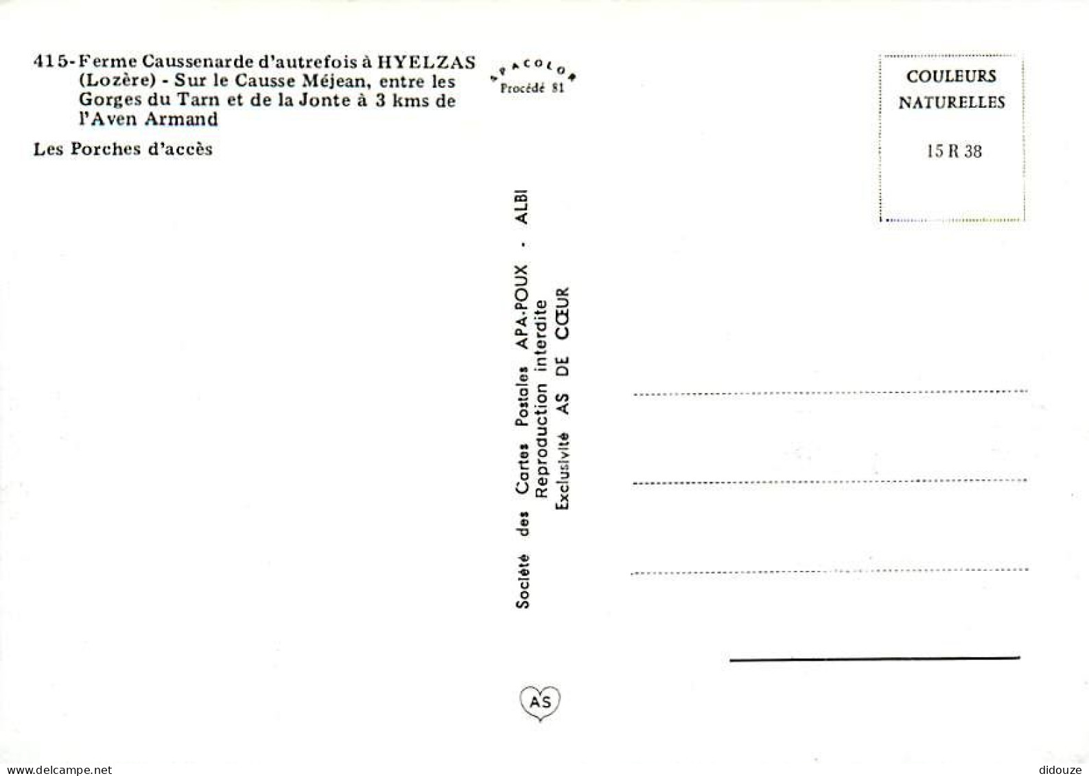 48 - Hyelzas - Ferme Caussenarde D'autrefois - Les Porches D'accès - Causse Méjean - CPM - Carte Neuve - Voir Scans Rect - Altri & Non Classificati