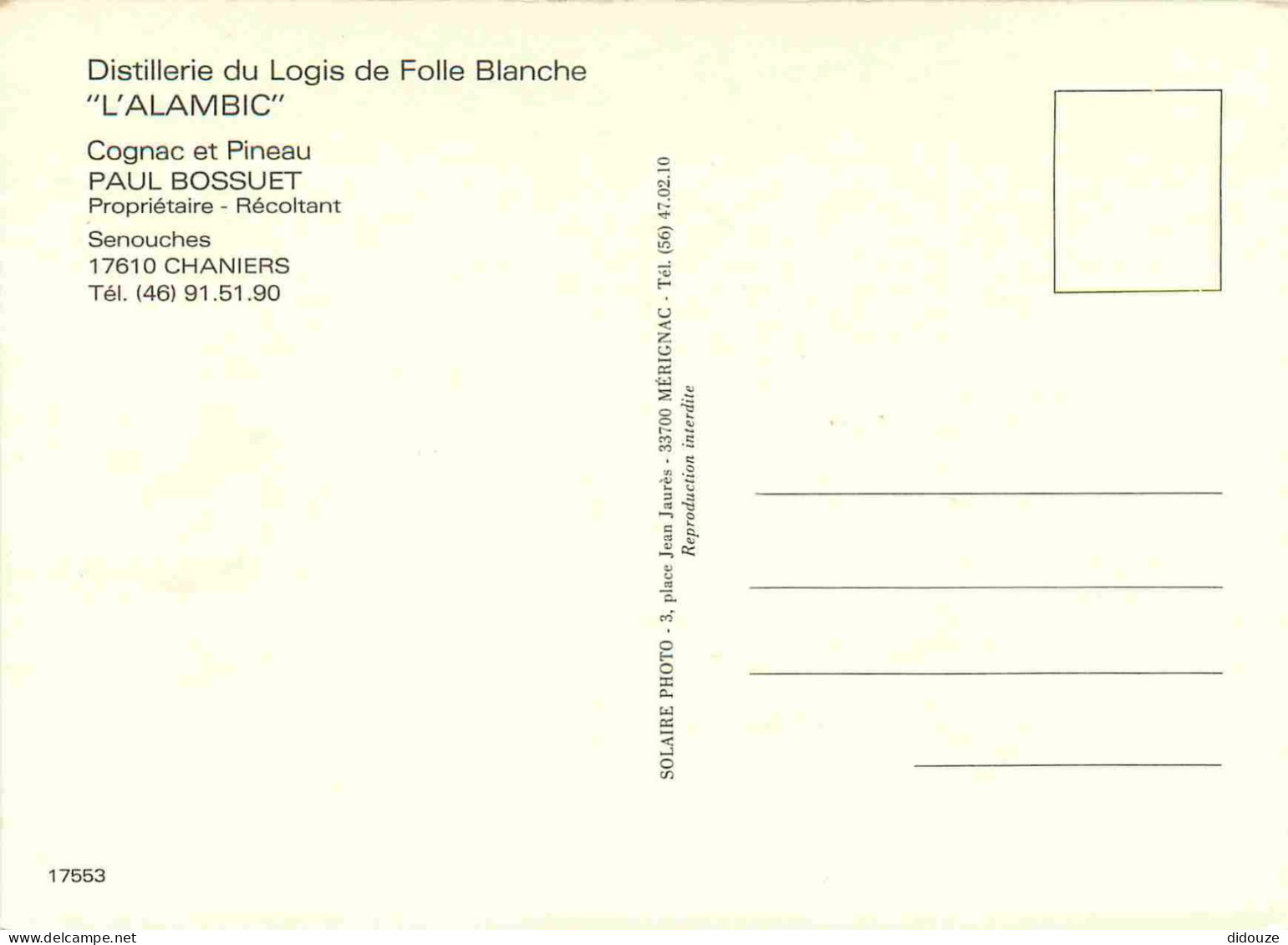 17 - Chaniers - Distillerie Du Logis De Folle Blanche - L'Alambic - CPM - Carte Neuve - Voir Scans Recto-Verso - Andere & Zonder Classificatie