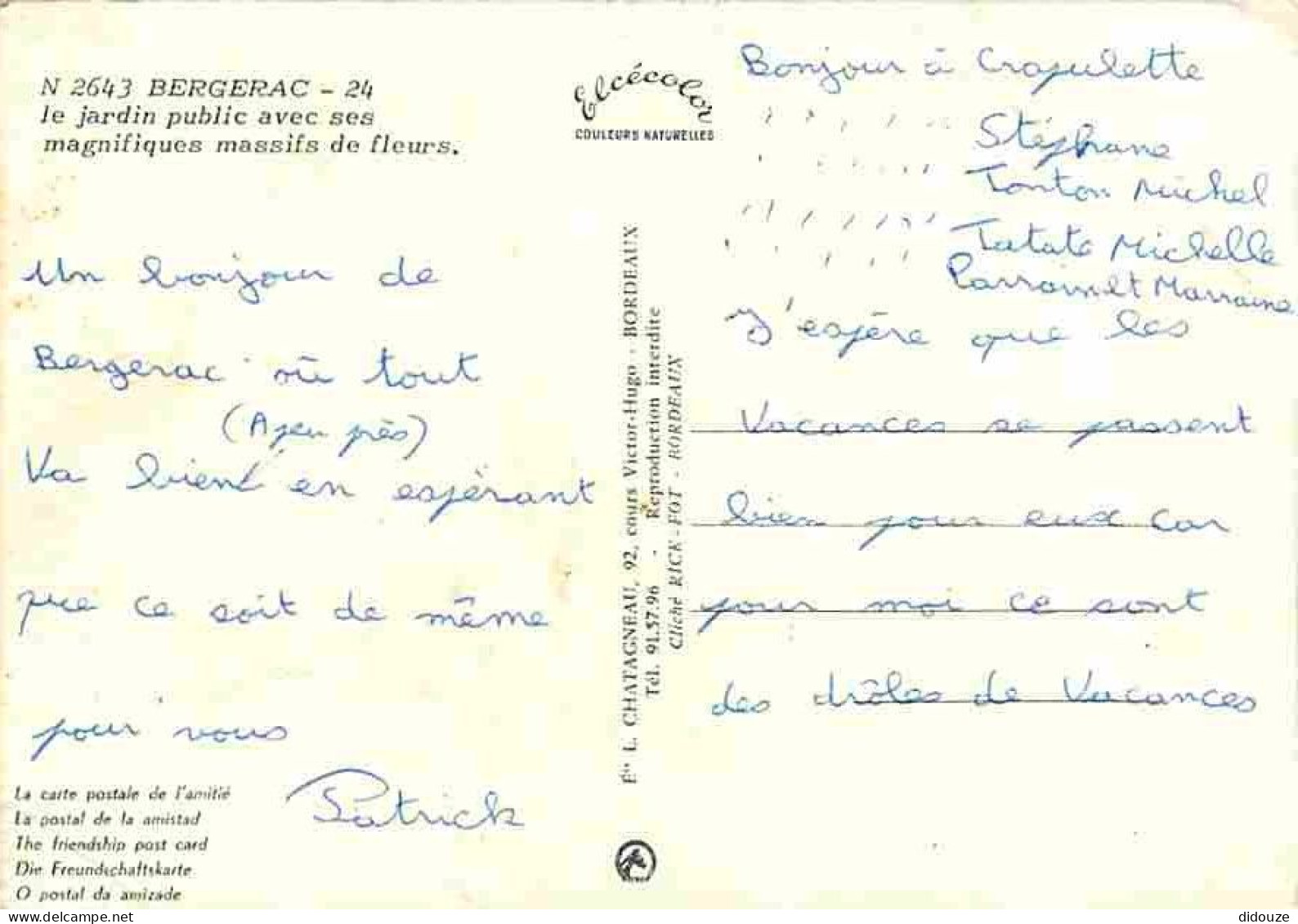 24 - Bergerac - Le Jardin Public Avec Ses Massifs De Fleurs - CPM - Voir Scans Recto-Verso - Bergerac