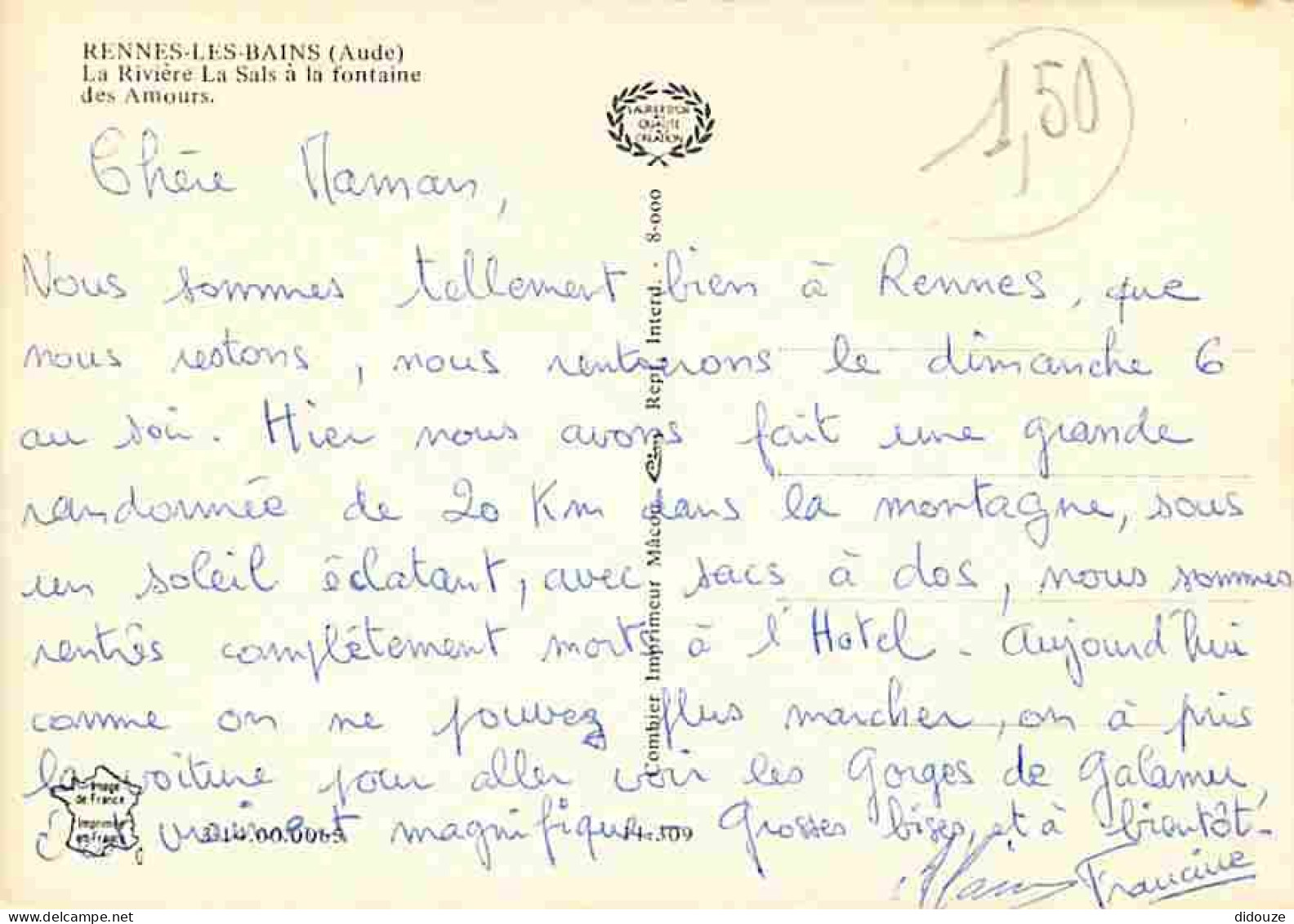 11 - Rennes Les Bains - La Rivière La Sais à La Fontaine Des Amours - CPM - Voir Scans Recto-Verso - Altri & Non Classificati