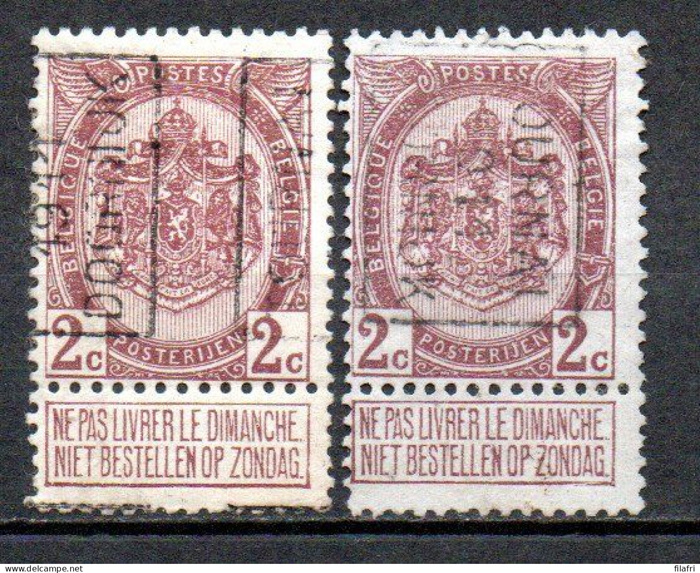 1728 Voorafstempeling Op Nr 82 - TOURNAI 1911 DOORNIJK - Positie A & B - Rollenmarken 1910-19