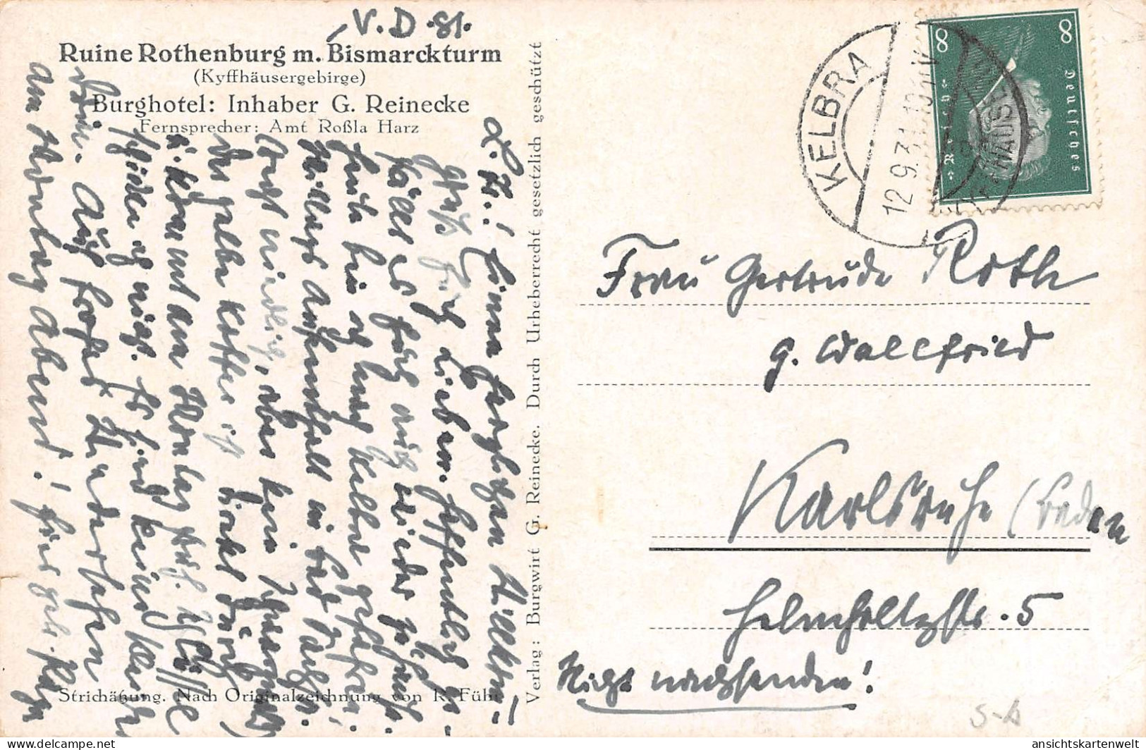 Ruine Rothenberg Mit Bismarckturm Gl1931 #171.870 - Andere & Zonder Classificatie