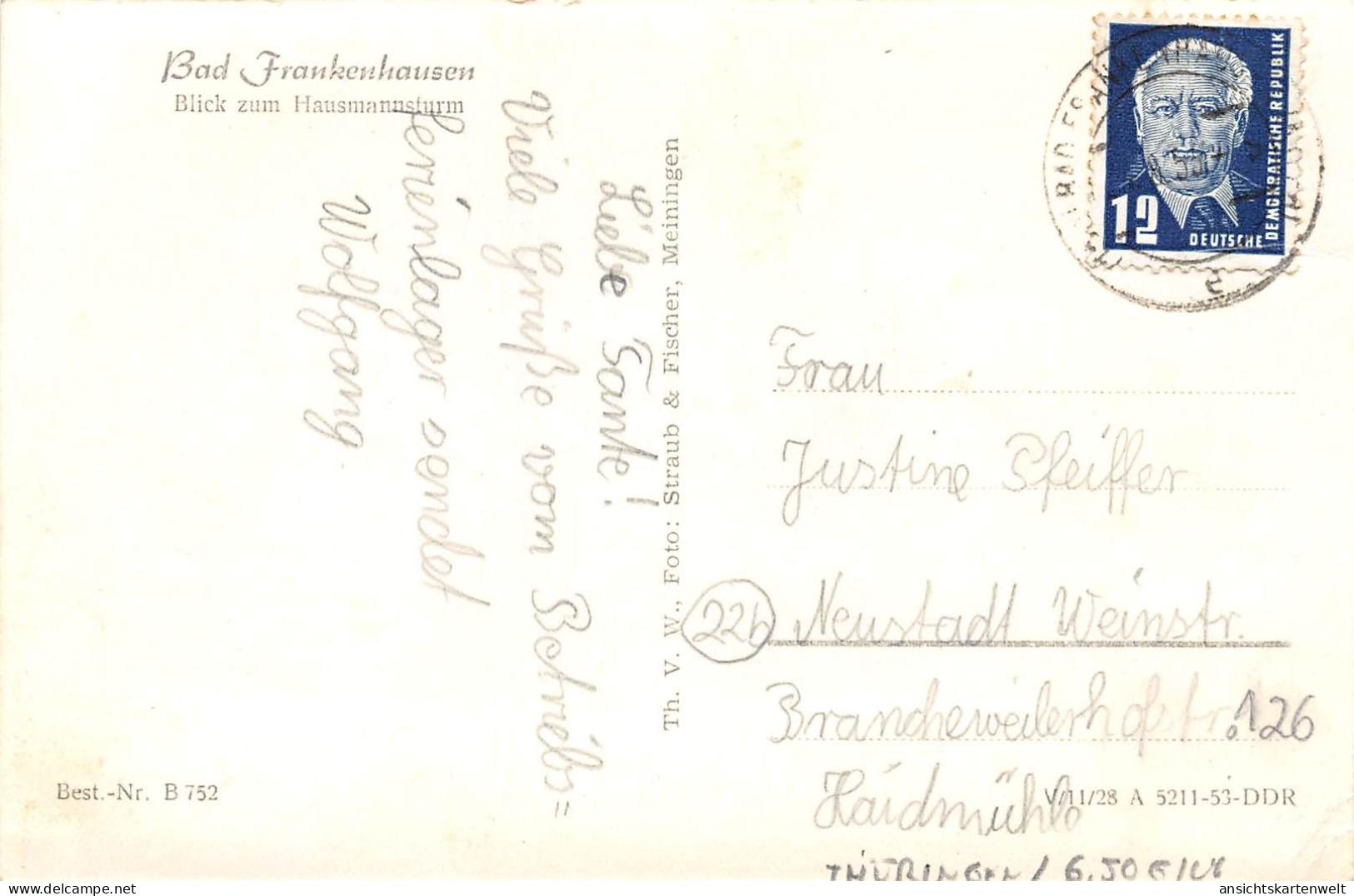Bad Frankenhausen Blick Zum Hausmannsturm Gl1955 #171.888 - Other & Unclassified