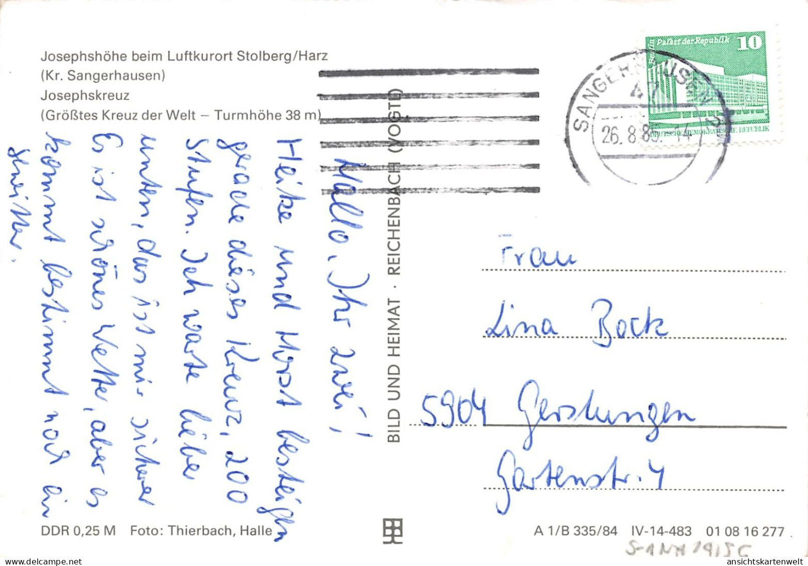 Stolberg/Harz Josephshöhe Josephskreuz Gl1985 #171.881 - Other & Unclassified