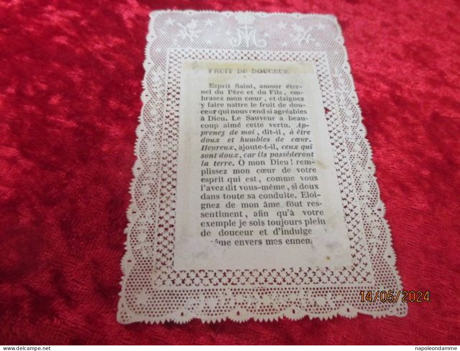 Holy Card Lace,kanten Prentje, Santino,Saint Francois D Sales, - Images Religieuses