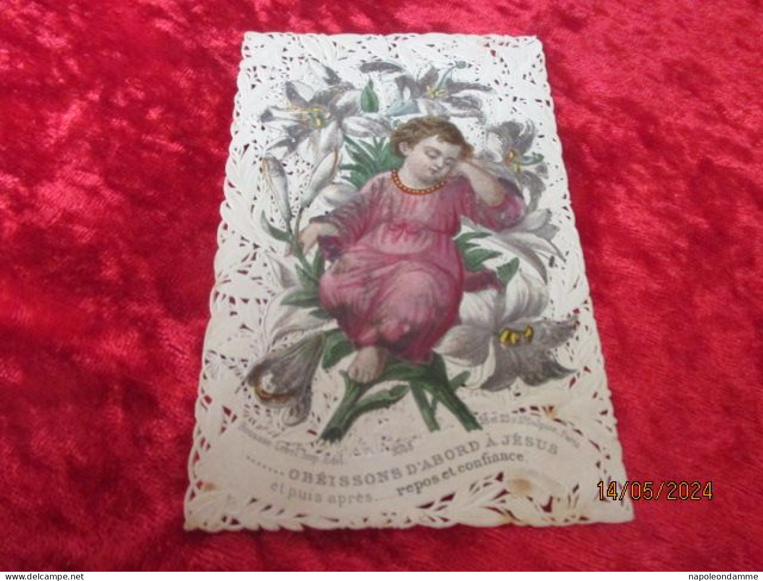 Holy Card Lace,kanten Prentje, Santino, Edit Bouasse Lebel Nr 3068 - Devotion Images