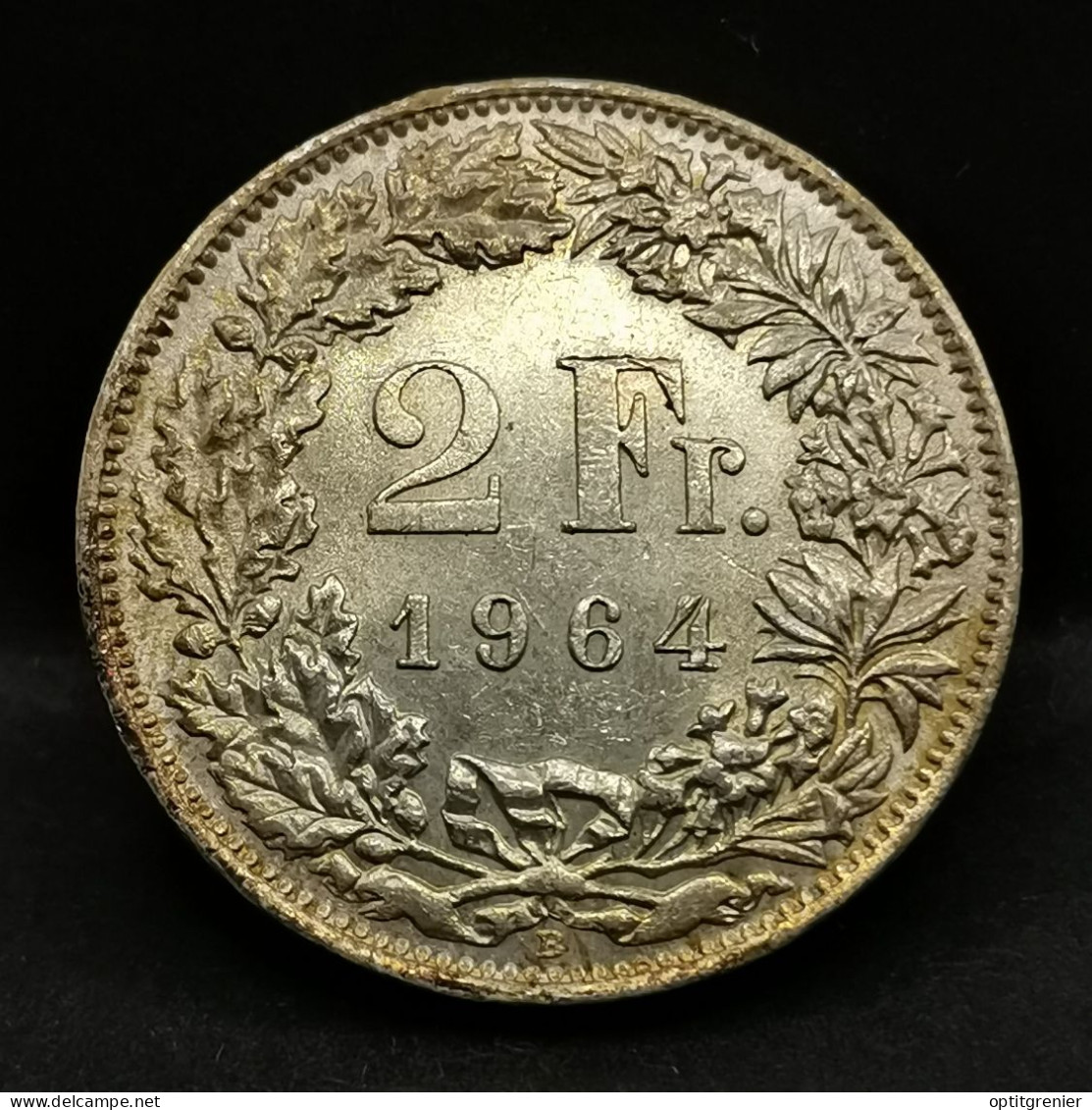 2 FRANCS SUISSE ARGENT 1964 B BERNE HELVETIA DEBOUT BELLE PATINE / SWITZERLAND SILVER - 2 Francs