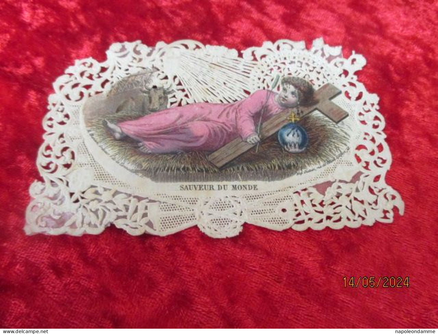 Holy Card Lace,kanten Prentje, Santino, Sauveur Du Monde, - Devotion Images