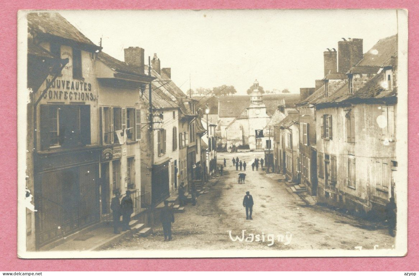 08 - WASIGNY - Carte Photo Allemande - Rue - Commerces - Guerre 14/18 - Other & Unclassified