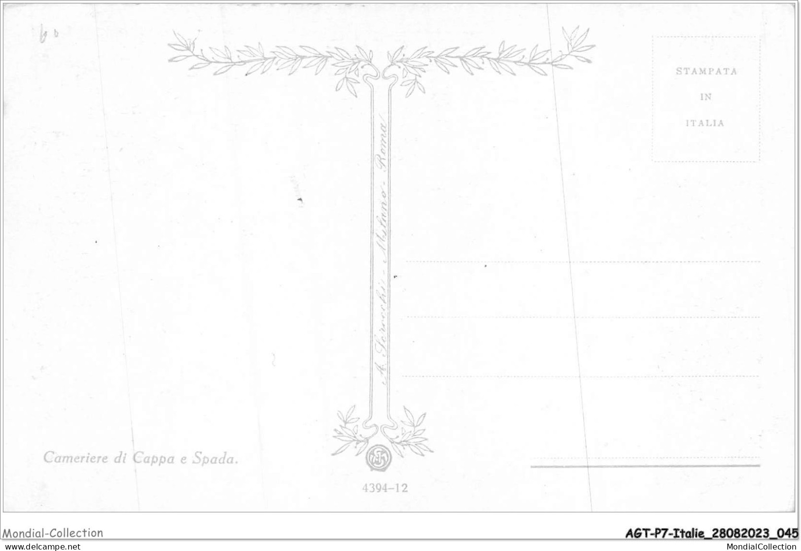 AGTP7-0491-ITALIE - Cameriere Di Cappa E Spada  - Autres & Non Classés