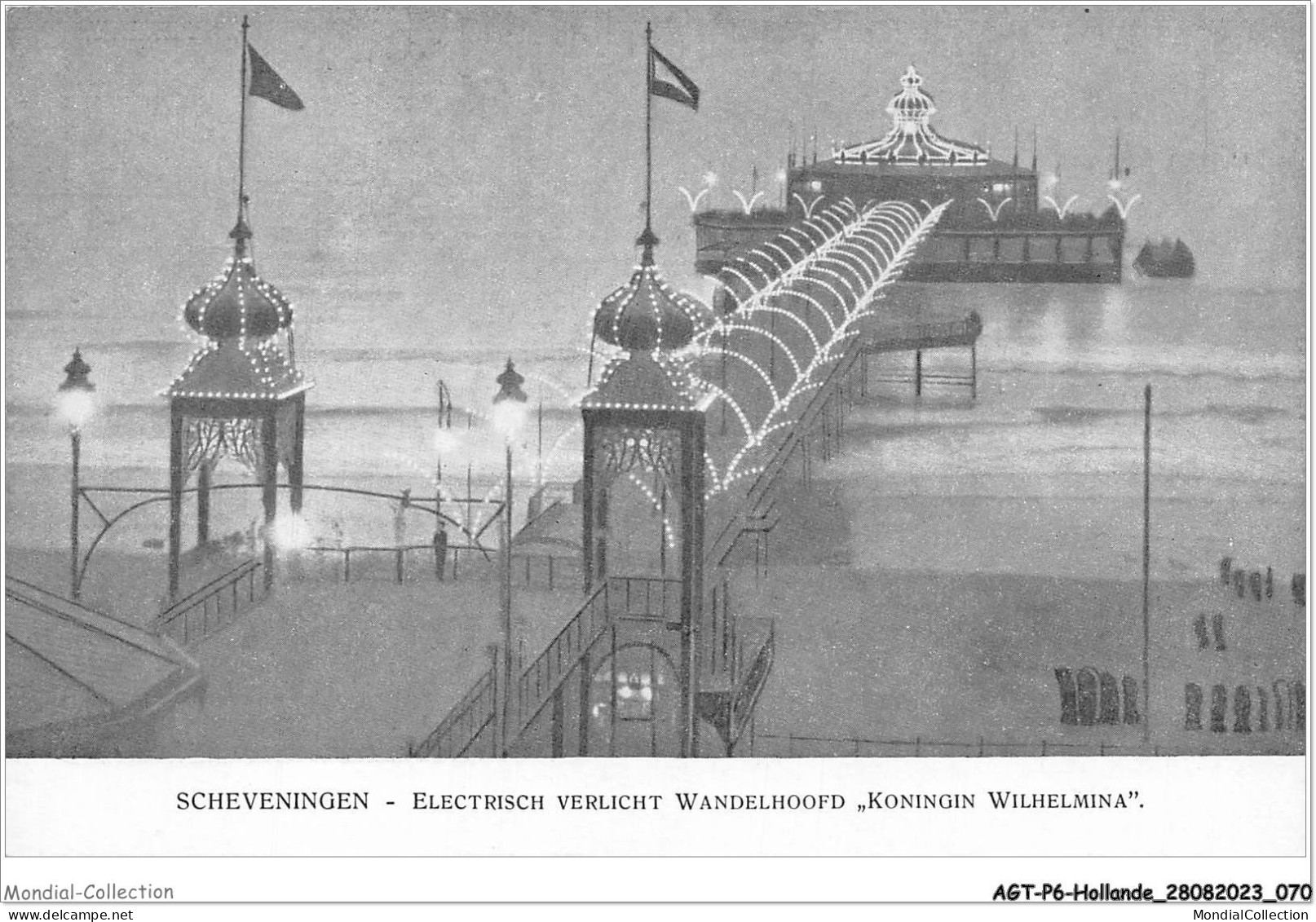 AGTP6-0426-HOLLANDE- SCHEVENINGEN - Electrisch Verlicht Wandelhoofd - Koningin Wilhelmina  - Scheveningen