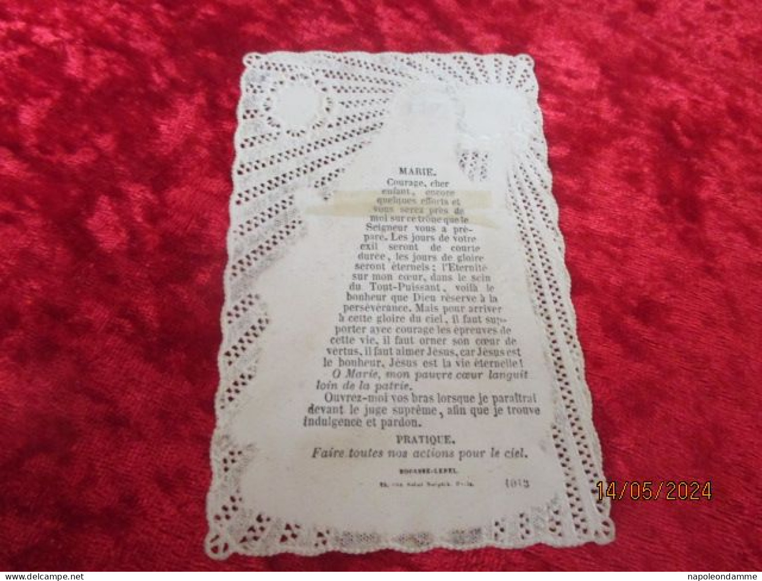 Holy Card Lace,kanten Prentje, Santino, Marie, Edit Bouasse Lebel - Devotion Images