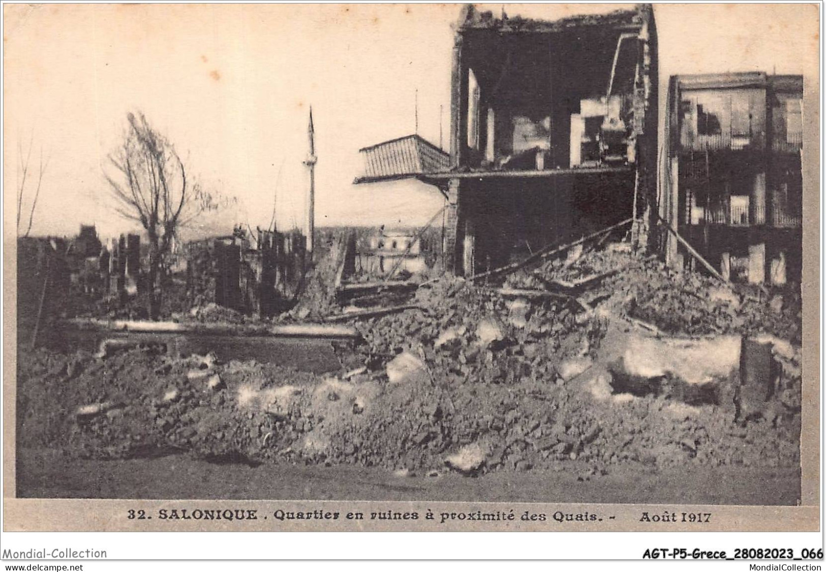 AGTP5-0348-GRECE- SALONIQUE - Quartier En Ruine à Proximité Des Quais - Aout 1917 - Griechenland
