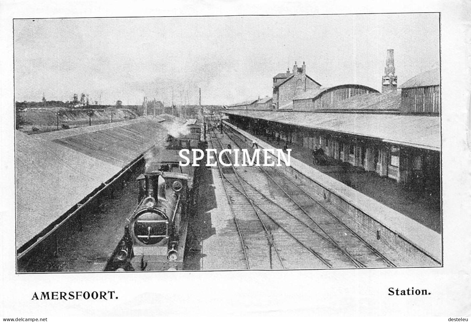 Prent - Station - Amersfoort  - 8.5x12.5 Cm - Amersfoort